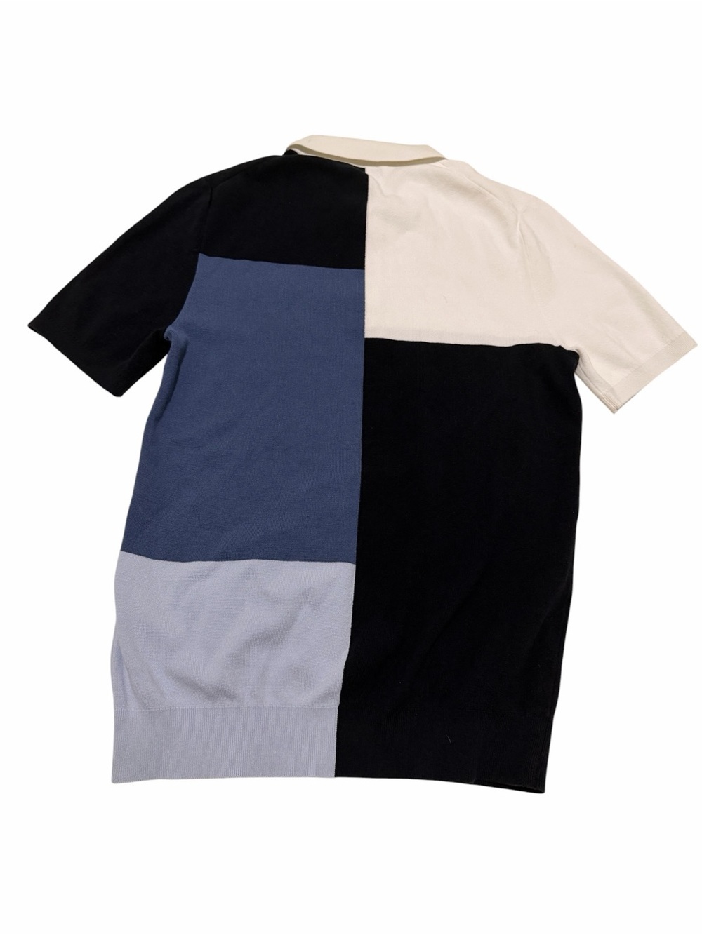 Reiss Men's Colorblock Zip Polo in Black, Gray & White, pre-owned - Picture 6 of 7